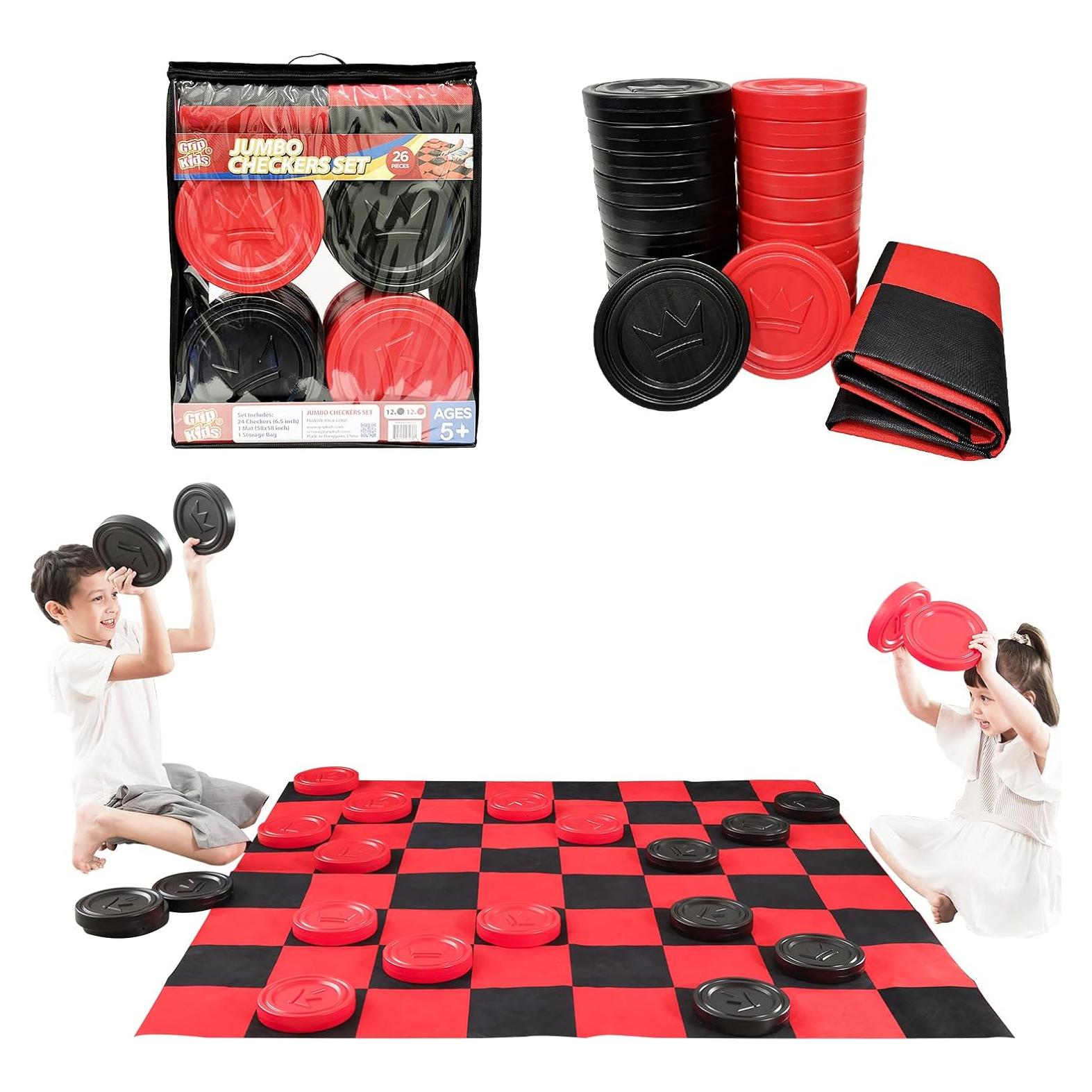 Juego de Damas Jumbo con Alfombra 147 cm - 24 Piezas