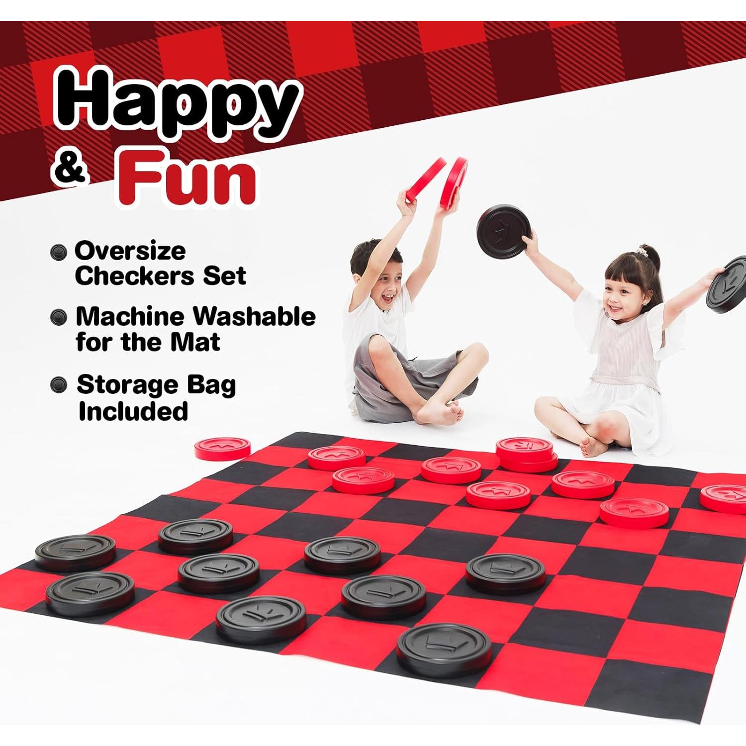 Juego de Damas Jumbo con Alfombra 147 cm - 24 Piezas