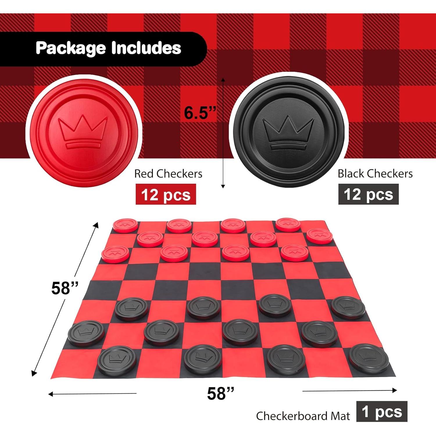 Juego de Damas Jumbo con Alfombra 147 cm - 24 Piezas