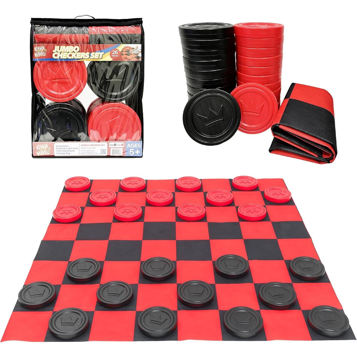 Juego de Damas Jumbo con Alfombra 147 cm - 24 Piezas