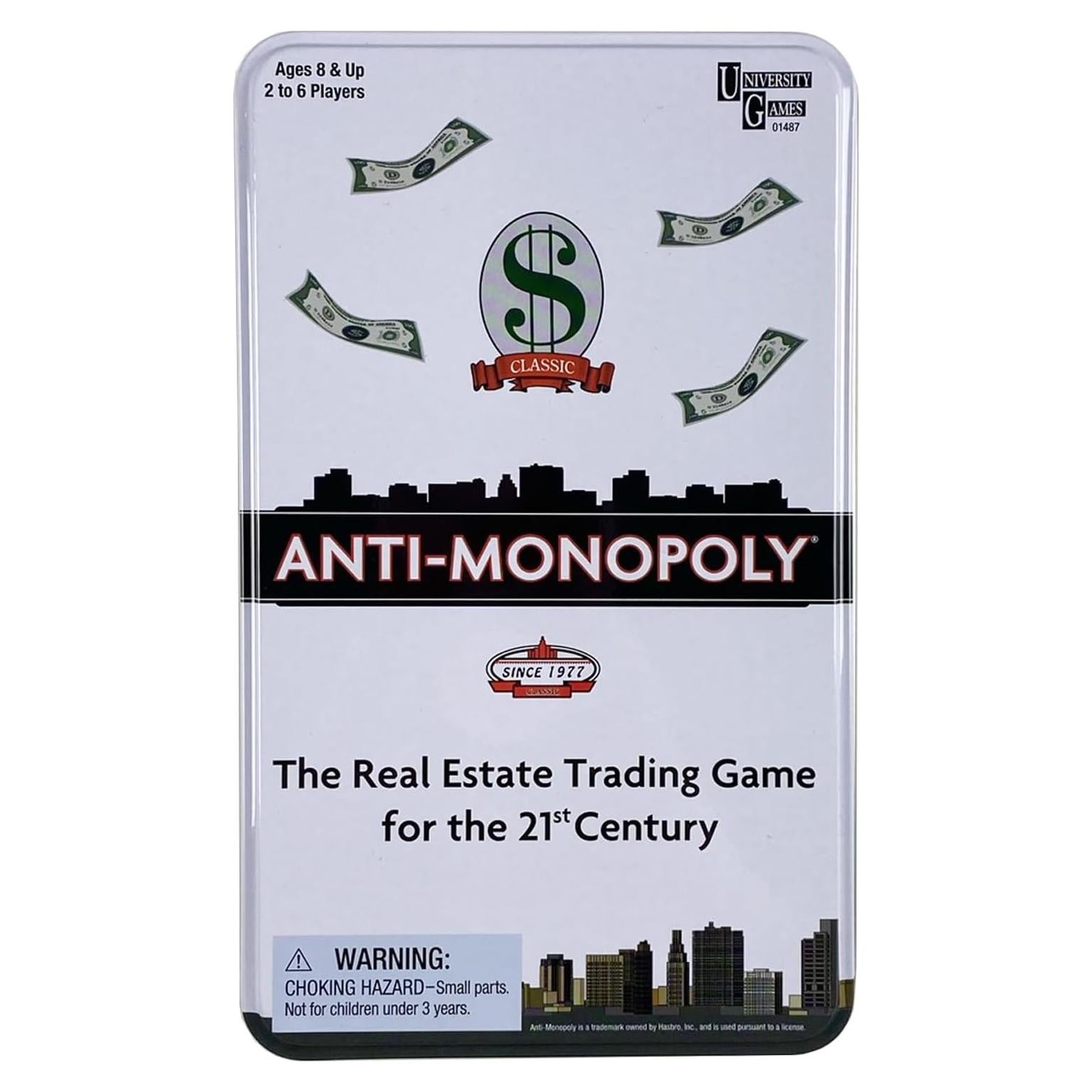 Juego Anti-Monopolio en Lata de Viaje University Games 2-4 Jugadores