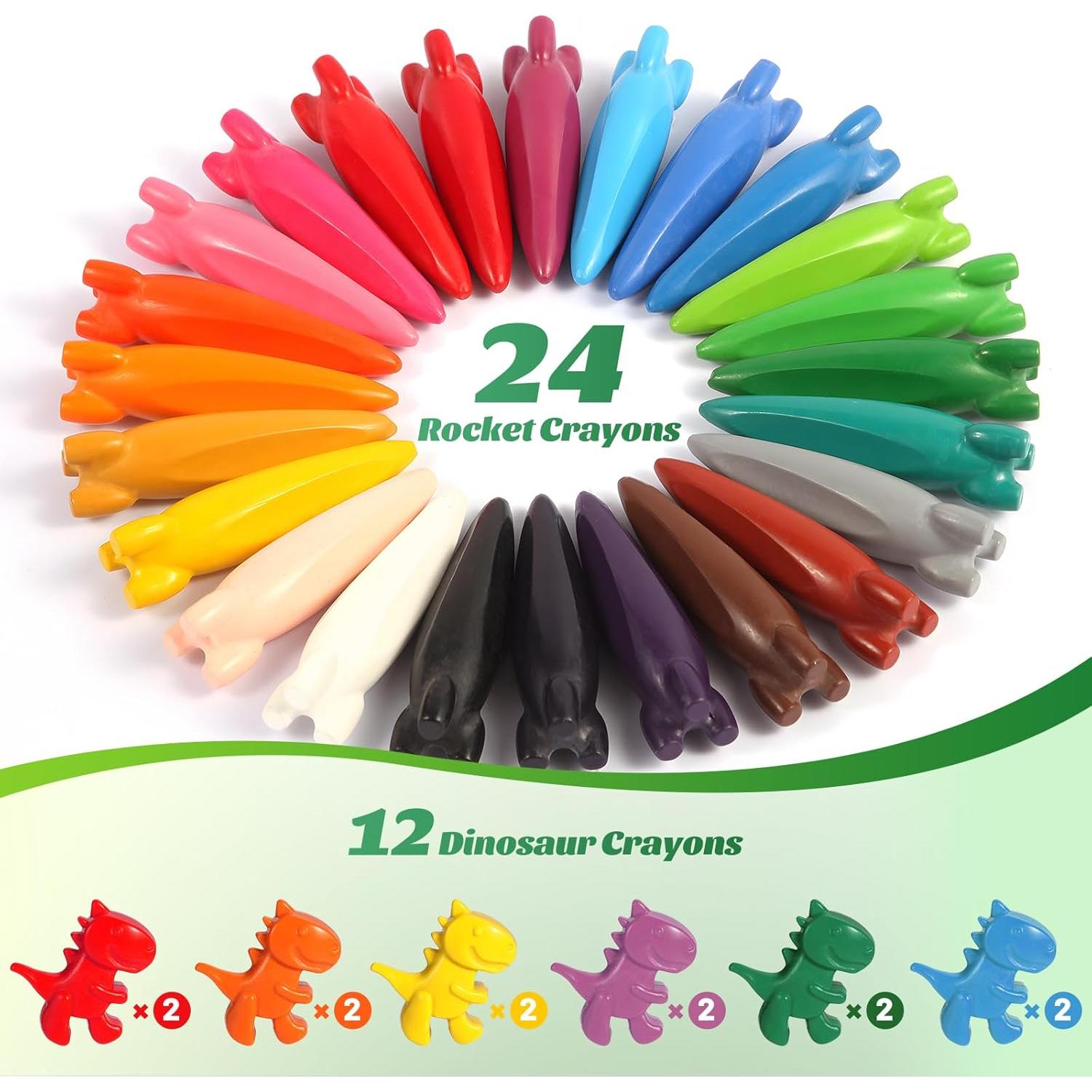 Crayones DreamCandy 36PCS Dinosaurio y Cohete Lavables
