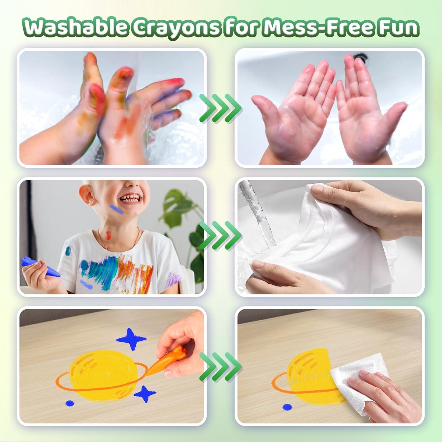 Crayones DreamCandy 36PCS Dinosaurio y Cohete Lavables