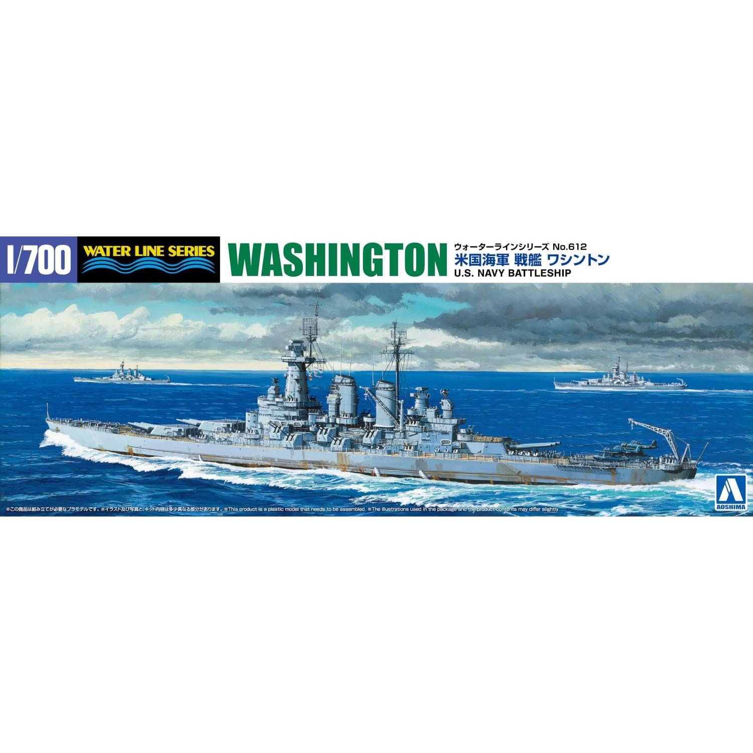 Kit de modelo a escala 1:700 Acorazado EE. UU. Washington Aoshima