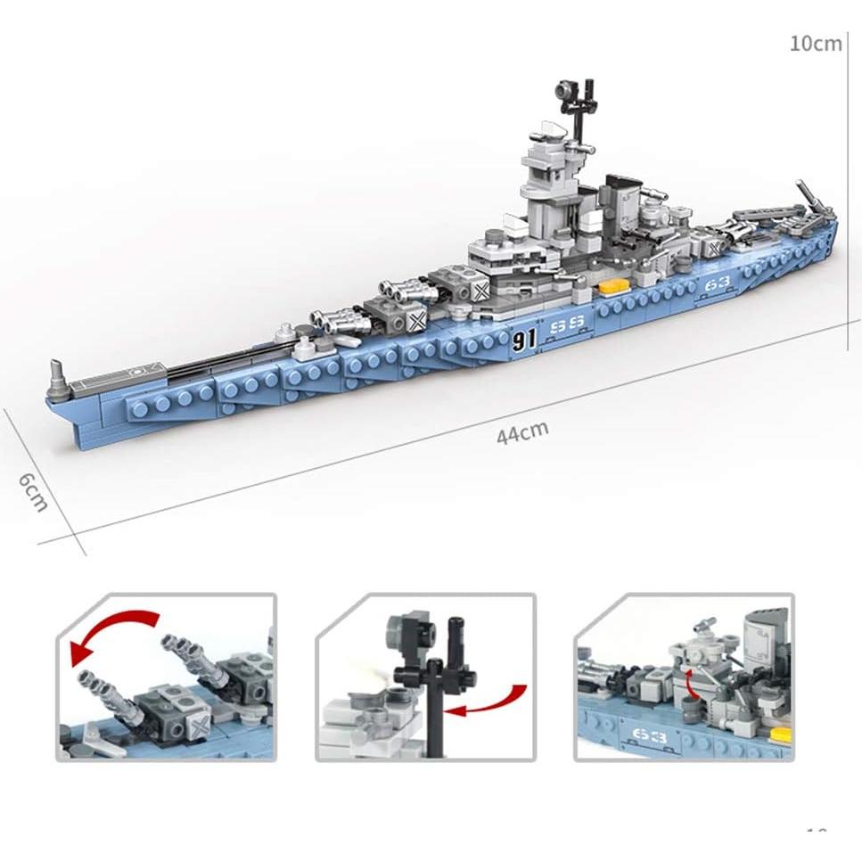 Juguete de Construcción Militar MEOA USS Missouri 1028 Piezas