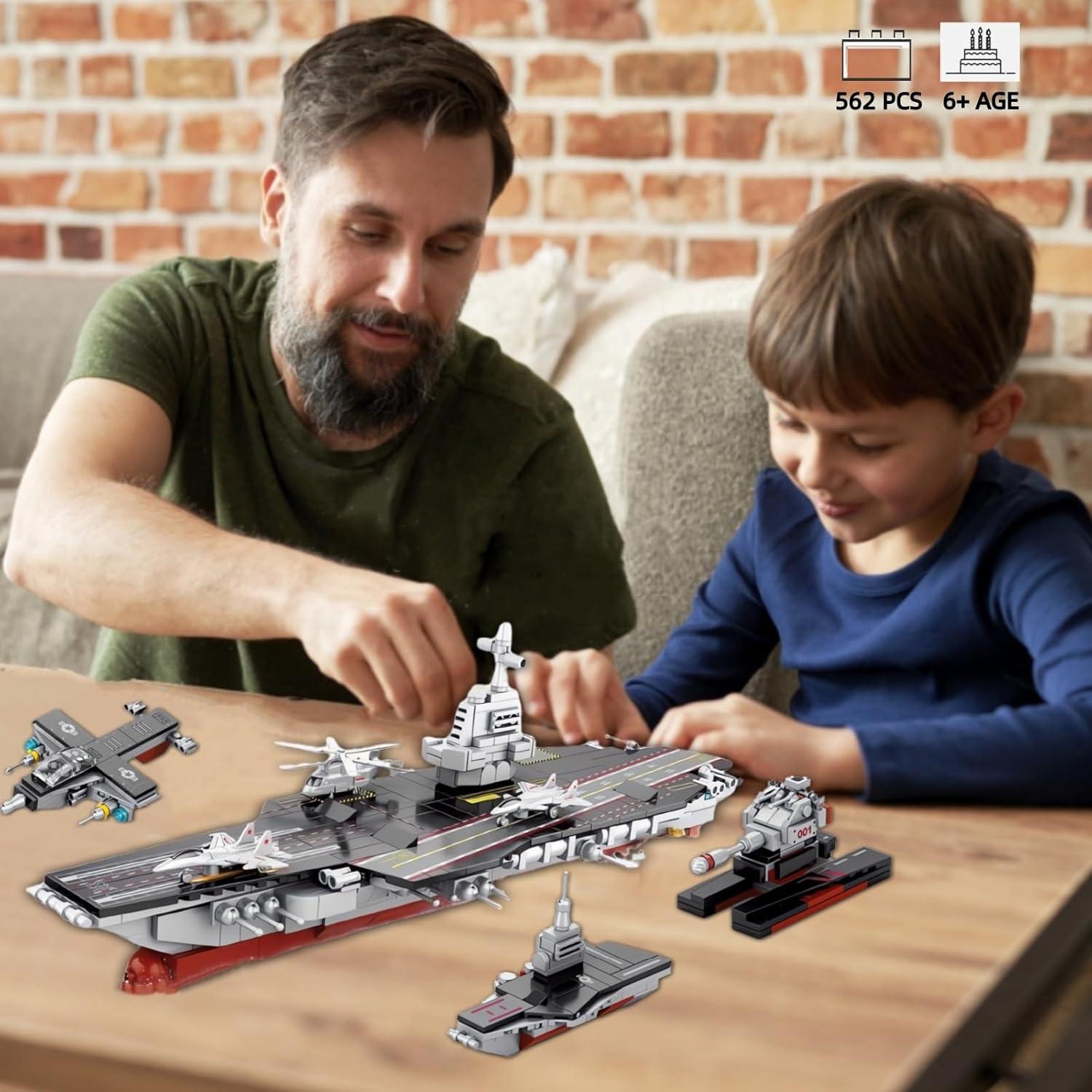 Juego de Construcción Portaaviones WW2 8 en 1 WULOBOOI 562 Piezas