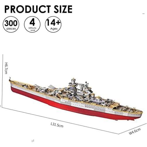 Rompecabezas 3D de Metal Piececool Barco de Guerra Richelieu 300 Pcs