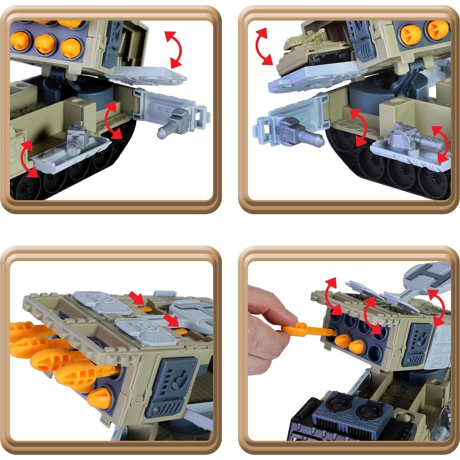 Juego de Juguetes Militares FANELEQU - Camiones, Tanque, Helicóptero
