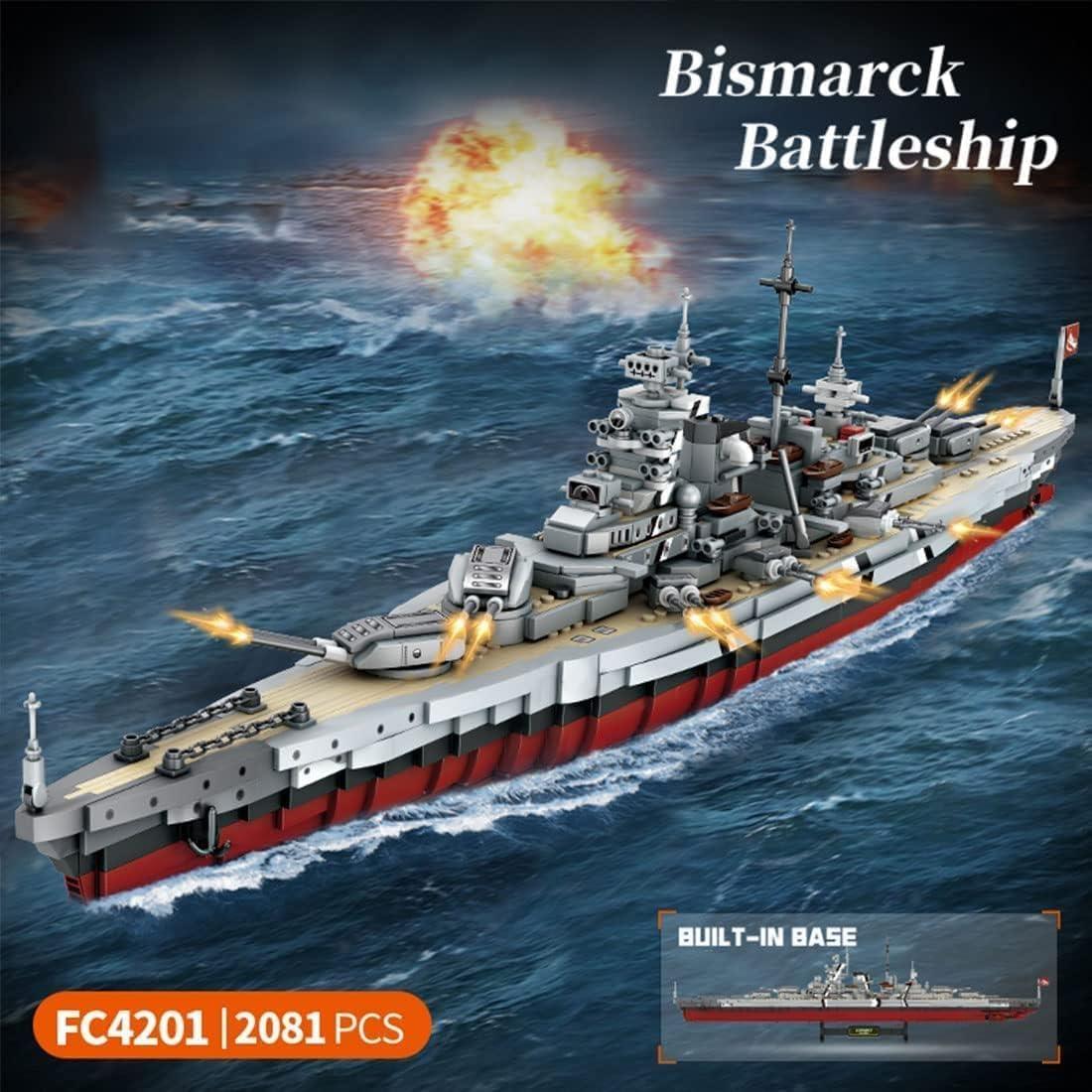 Set de Bloques de Construcción Acorazado Bismarck FULHOLPE 2081 Piezas