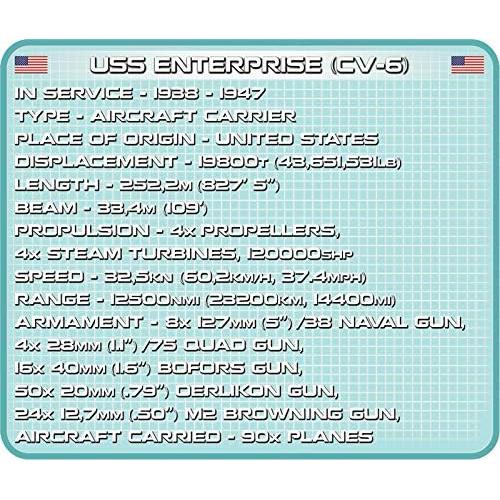 Modelo de Construcción USS Enterprise CV-6 COBI 2510 Piezas