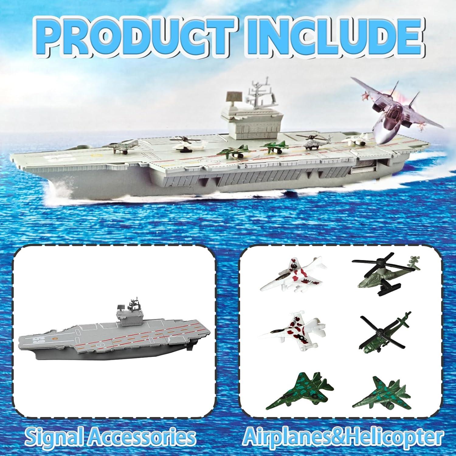 Juguete Portaaviones OTONOPI 47 cm con 6 Barcos y Aviones