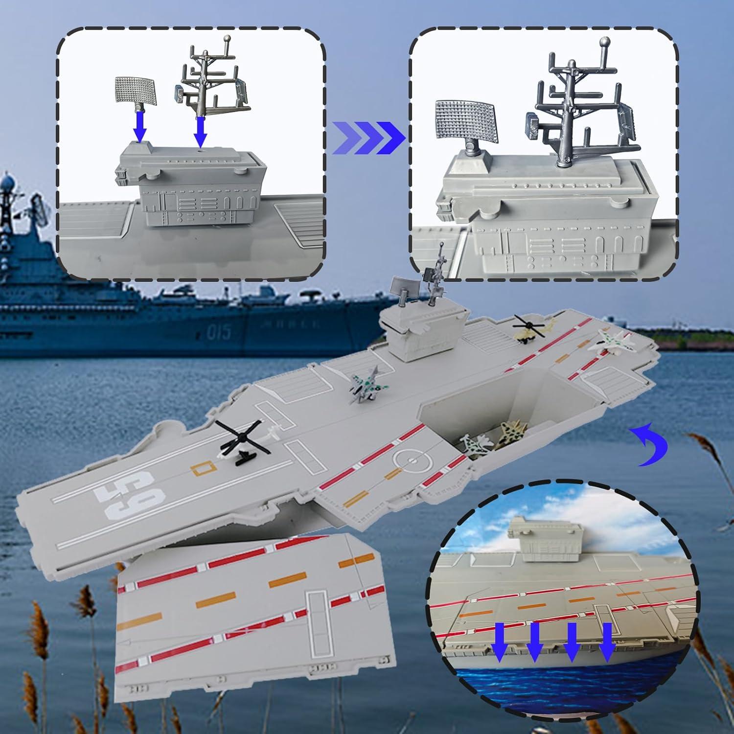 Juguete Portaaviones OTONOPI 47 cm con 6 Barcos y Aviones