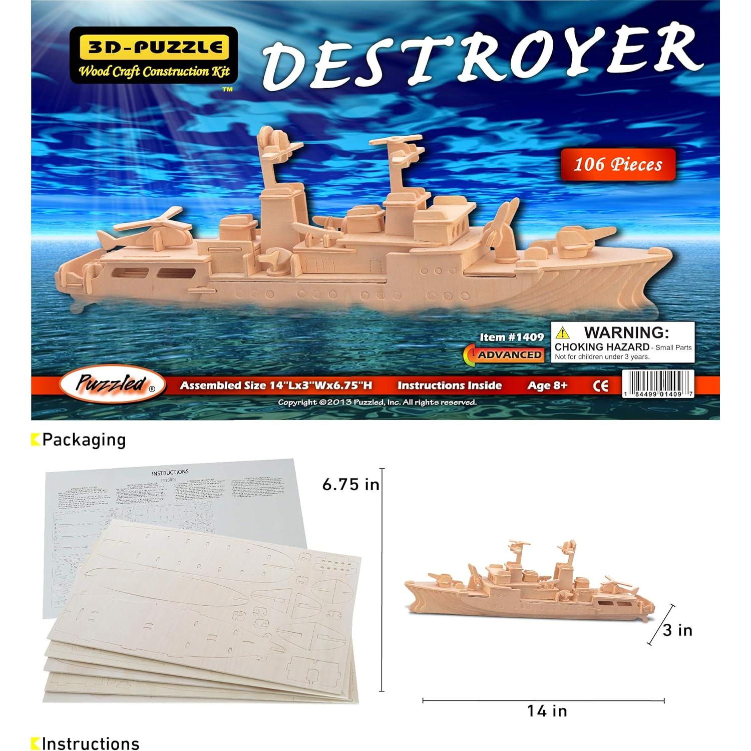 Puzle 3D Destructor Buque de Guerra Puzzled 106 Piezas