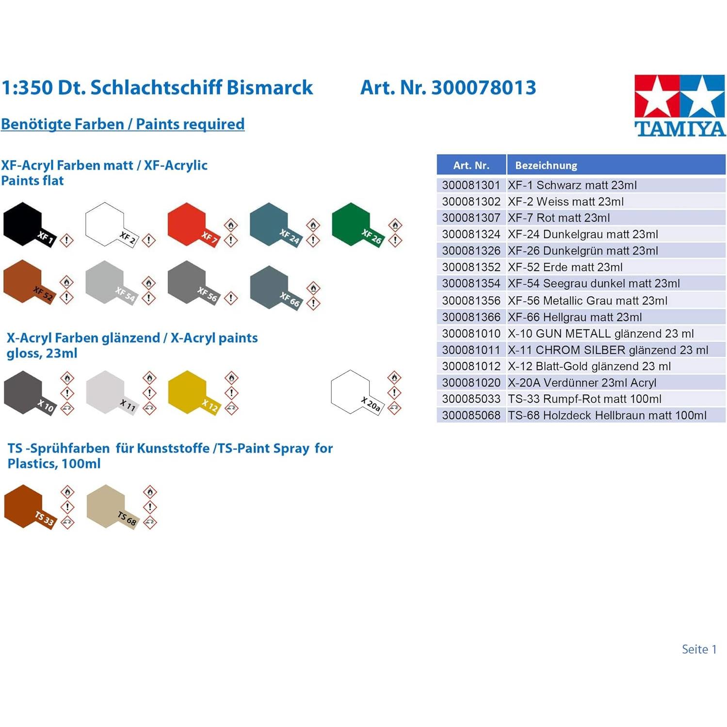 Kit de Modelo Acorazado Alemán Bismarck Tamiya 1:350 68.8 cm