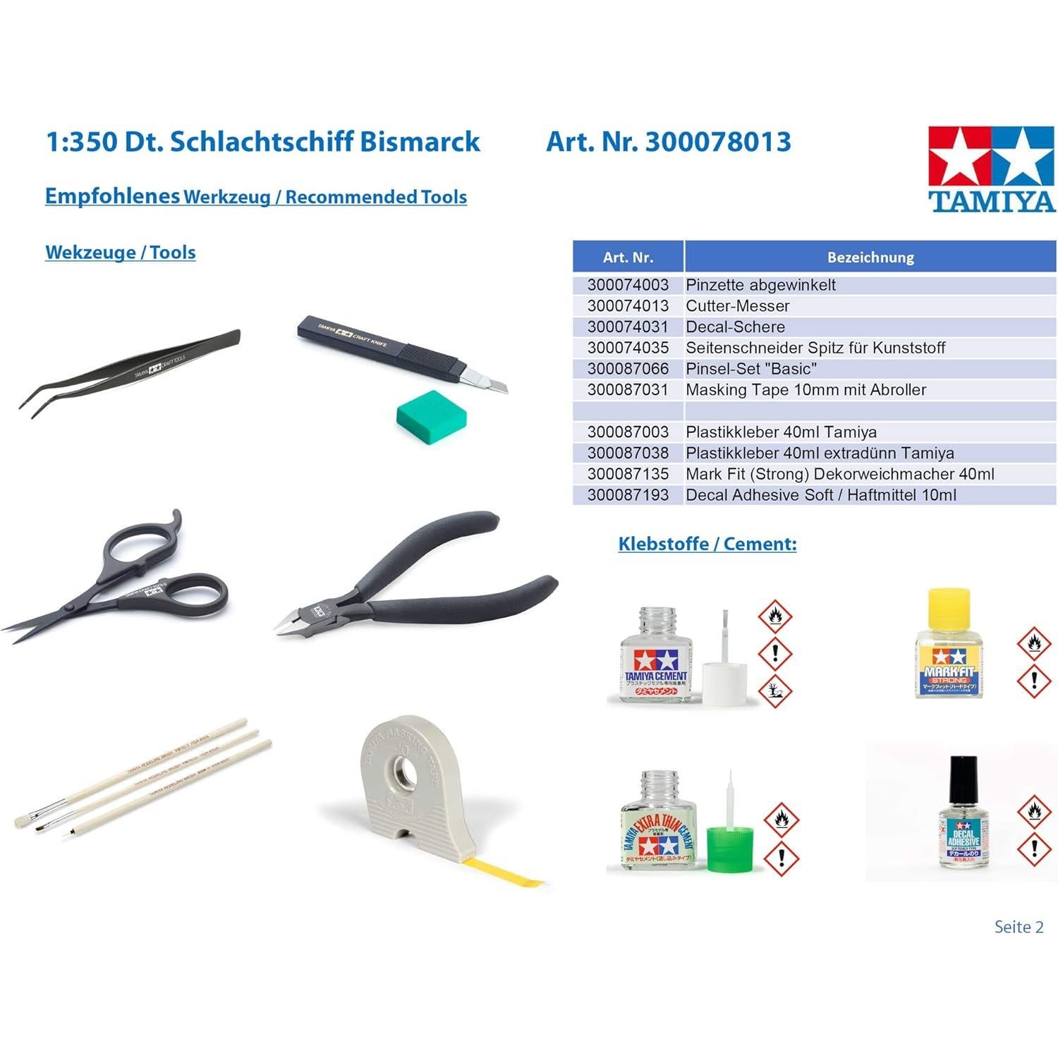 Kit de Modelo Acorazado Alemán Bismarck Tamiya 1:350 68.8 cm