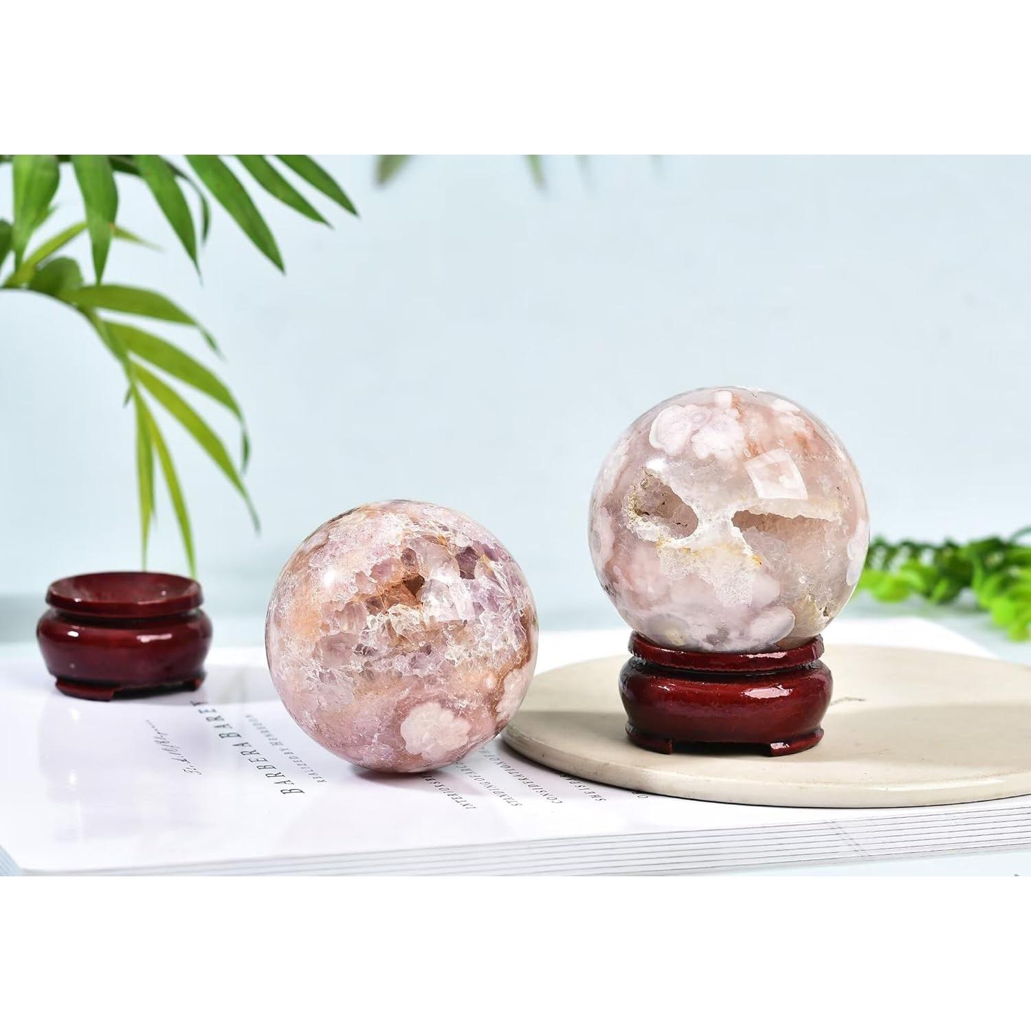 Bola de Cristal CNYANFEI Ágata Flor de Cerezo 50-60mm