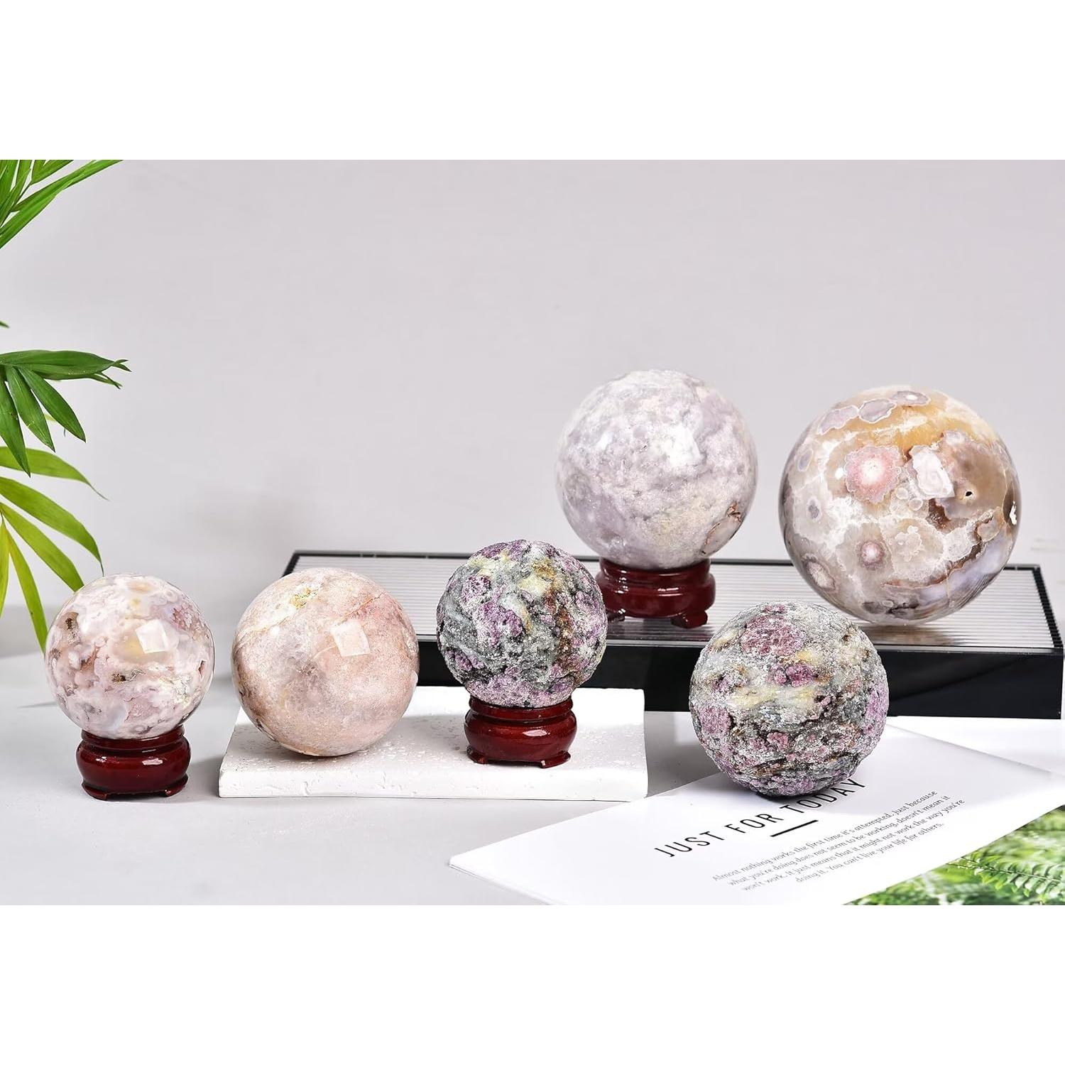 Bola de Cristal CNYANFEI Ágata Flor de Cerezo 50-60mm