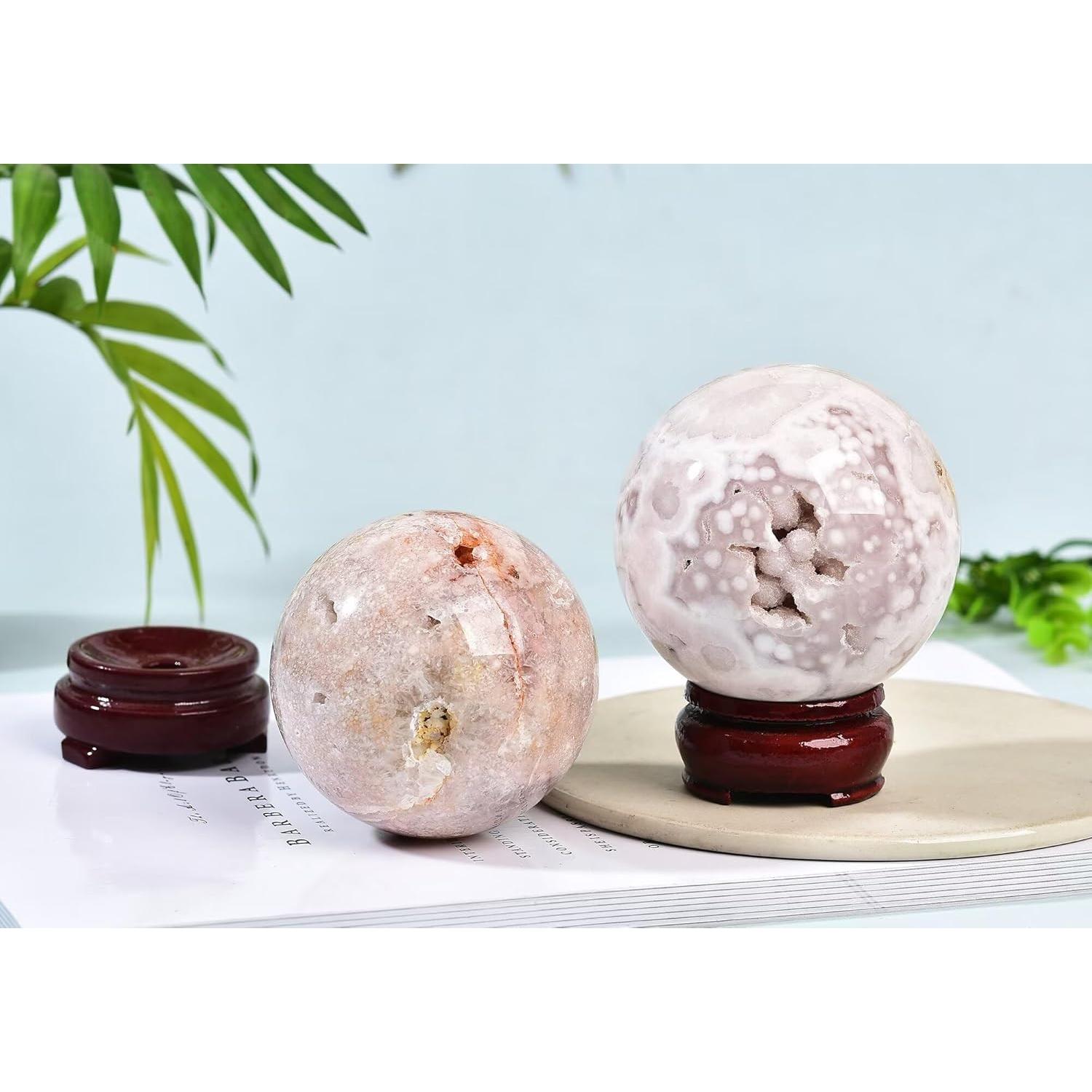 Bola de Cristal Ágata Flor de Cerezo CNYANFEI 60-70mm