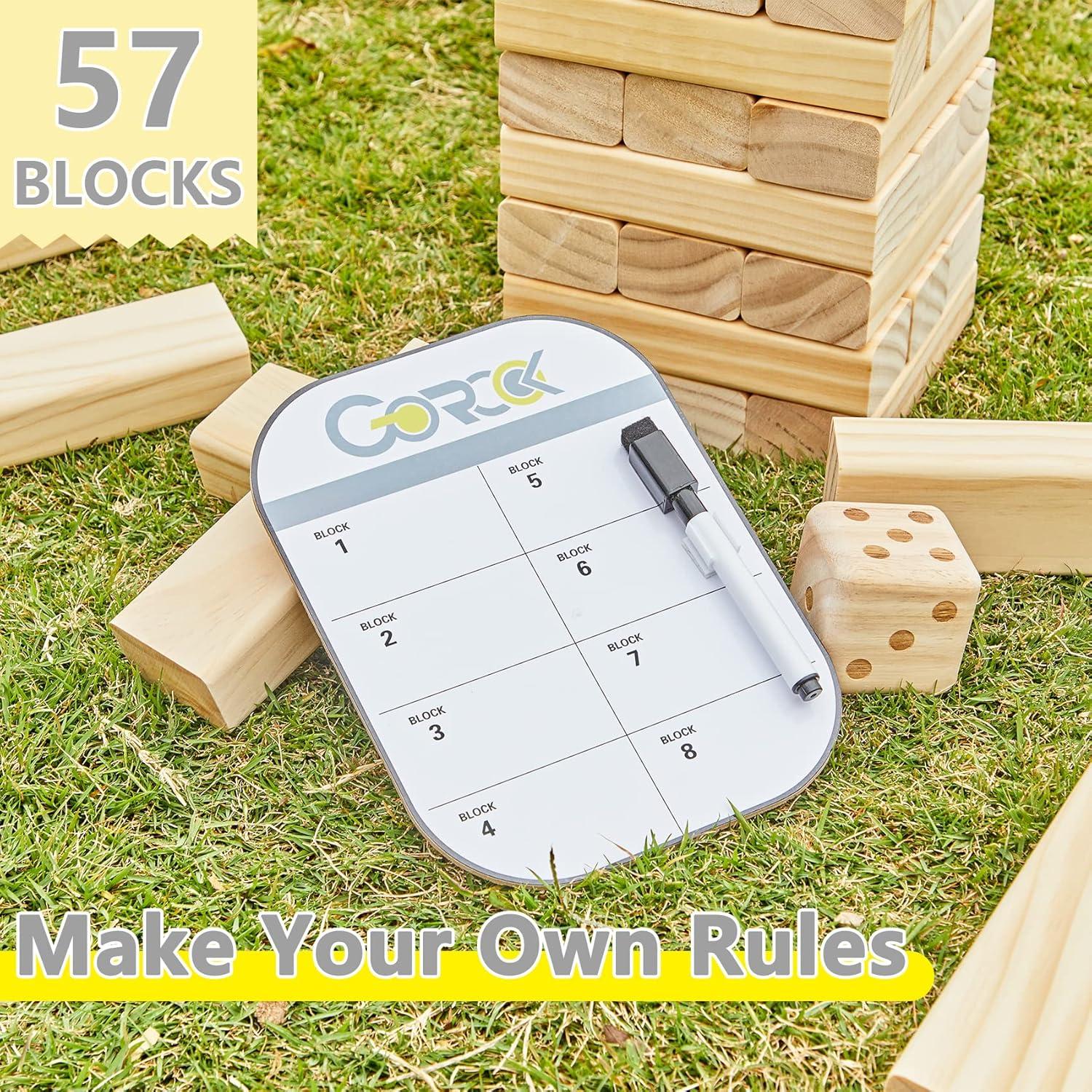 Torre de Caída Gigante GOROCK 57 Pcs Madera 1.28 m Juego Jardín