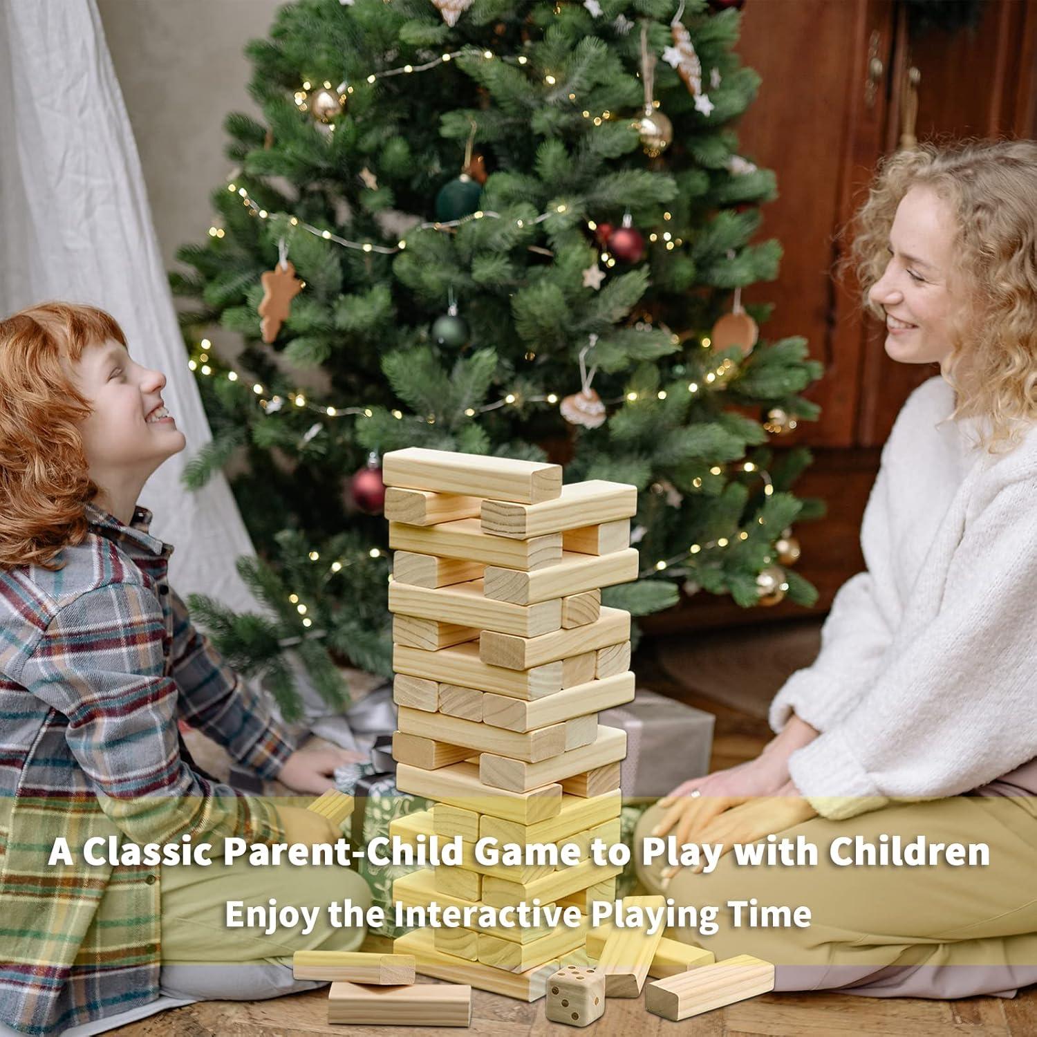 Torre de Caída Gigante GOROCK 57 Pcs Madera 1.28 m Juego Jardín