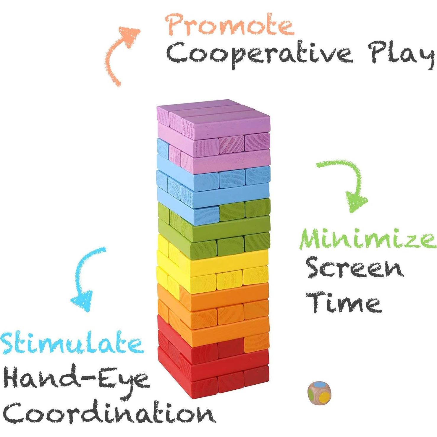 Bloques de Construcción Apilables de Madera Pidoko Kids 49 Pzs