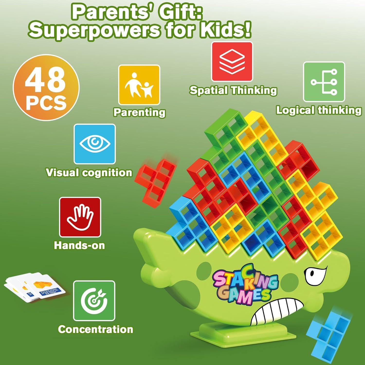 Juego de Equilibrio Apilable Dinosaurio 3D Heyilong 48 Piezas