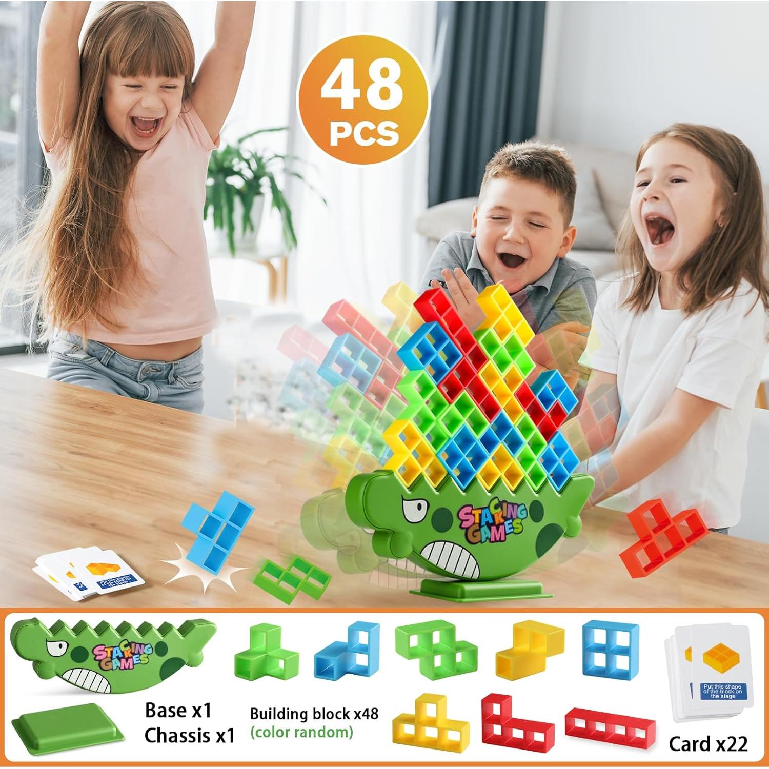 Juego de Equilibrio Apilable Dinosaurio 3D Heyilong 48 Piezas