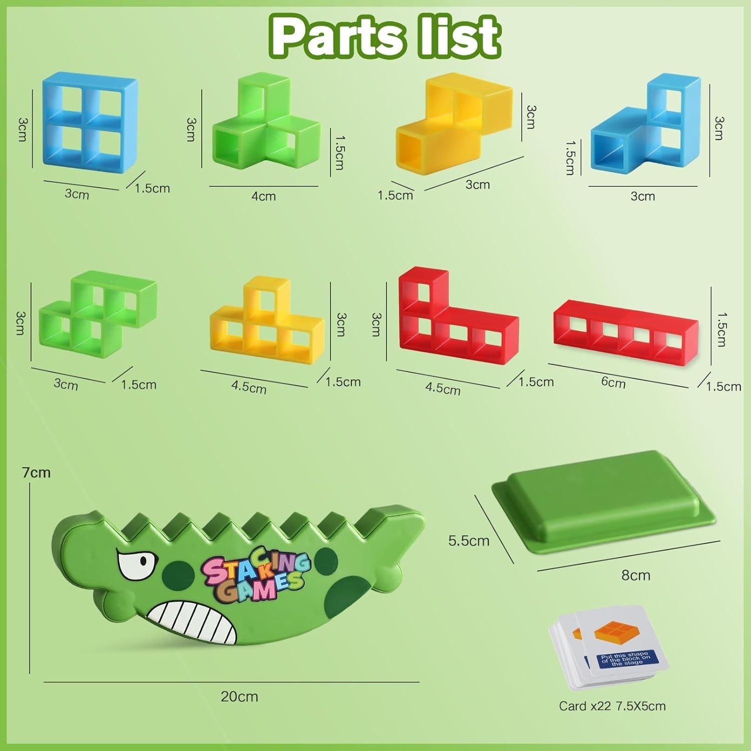 Juego de Equilibrio Apilable Dinosaurio 3D Heyilong 48 Piezas