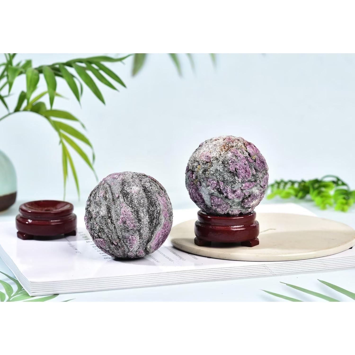 Bola de Cristal CNYANFEI Turmalina Flor de Ciruelo 50-60mm