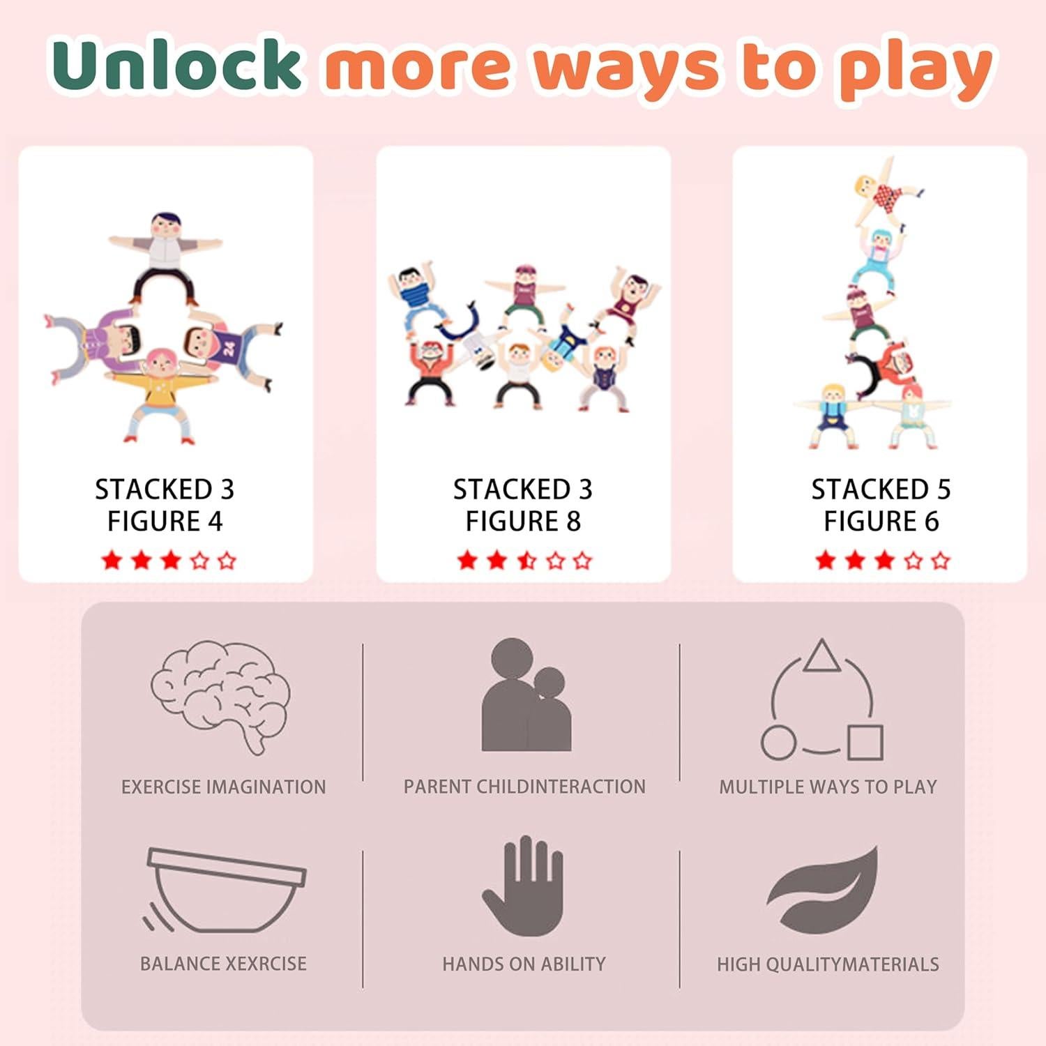 Juego de Bloques Apilables OLMURI para Niños 3-8 Años