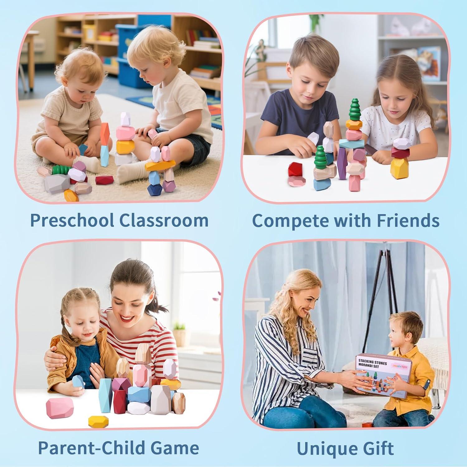 48 Piezas Bloques de Construcción de Madera YHHYToy Morandi