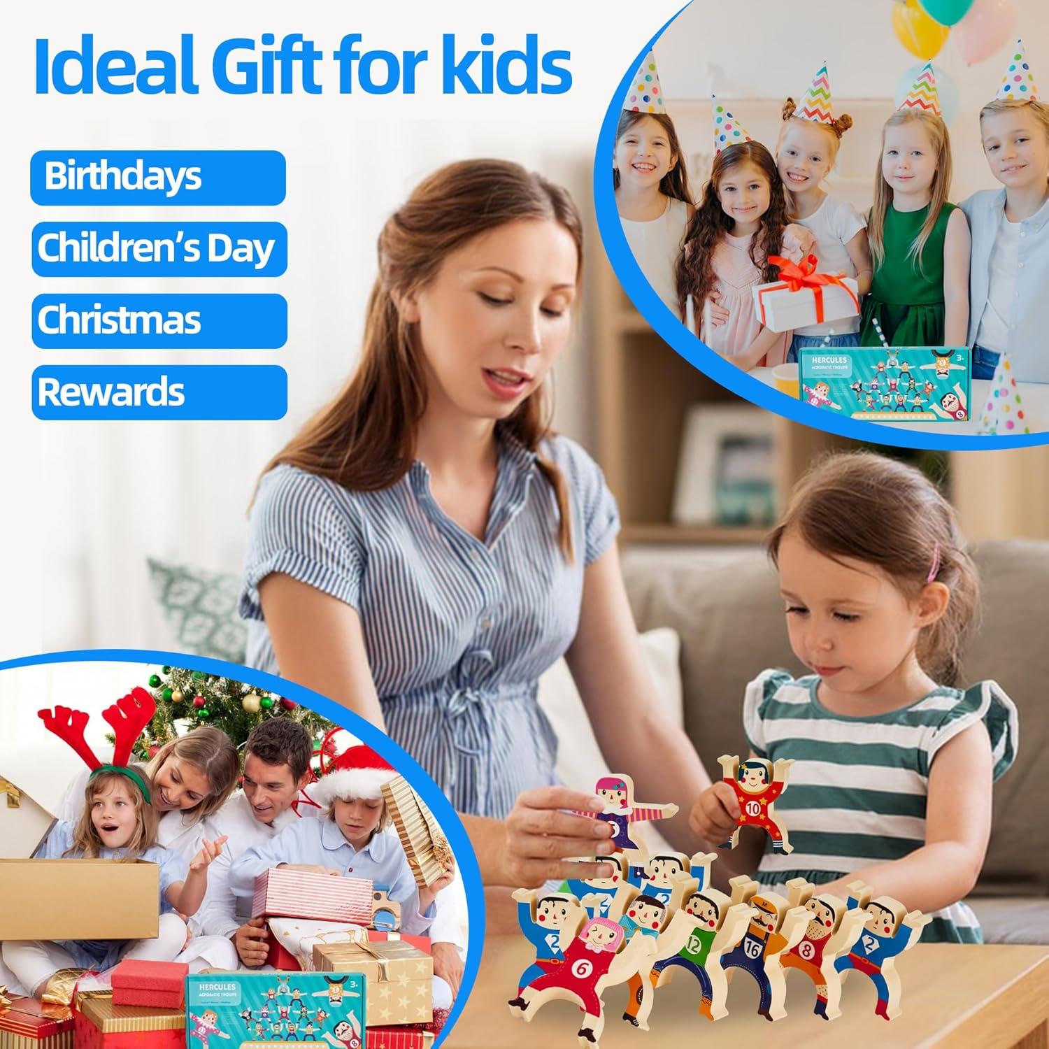 Juguete Apilable de Madera Circo Hércules 16 Piezas 200g