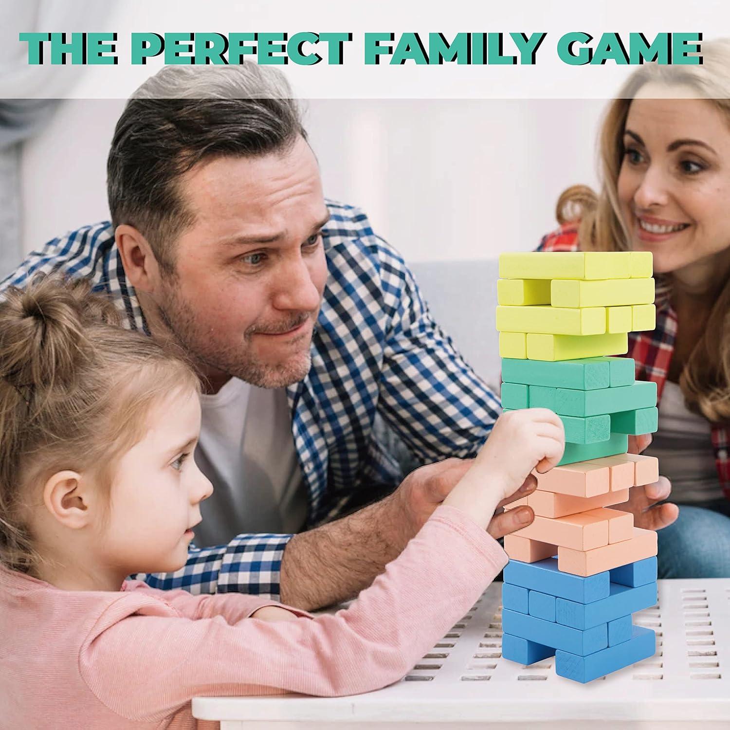 Juego de Bloques de Caída Evmark - 48 Piezas de Madera Pastel