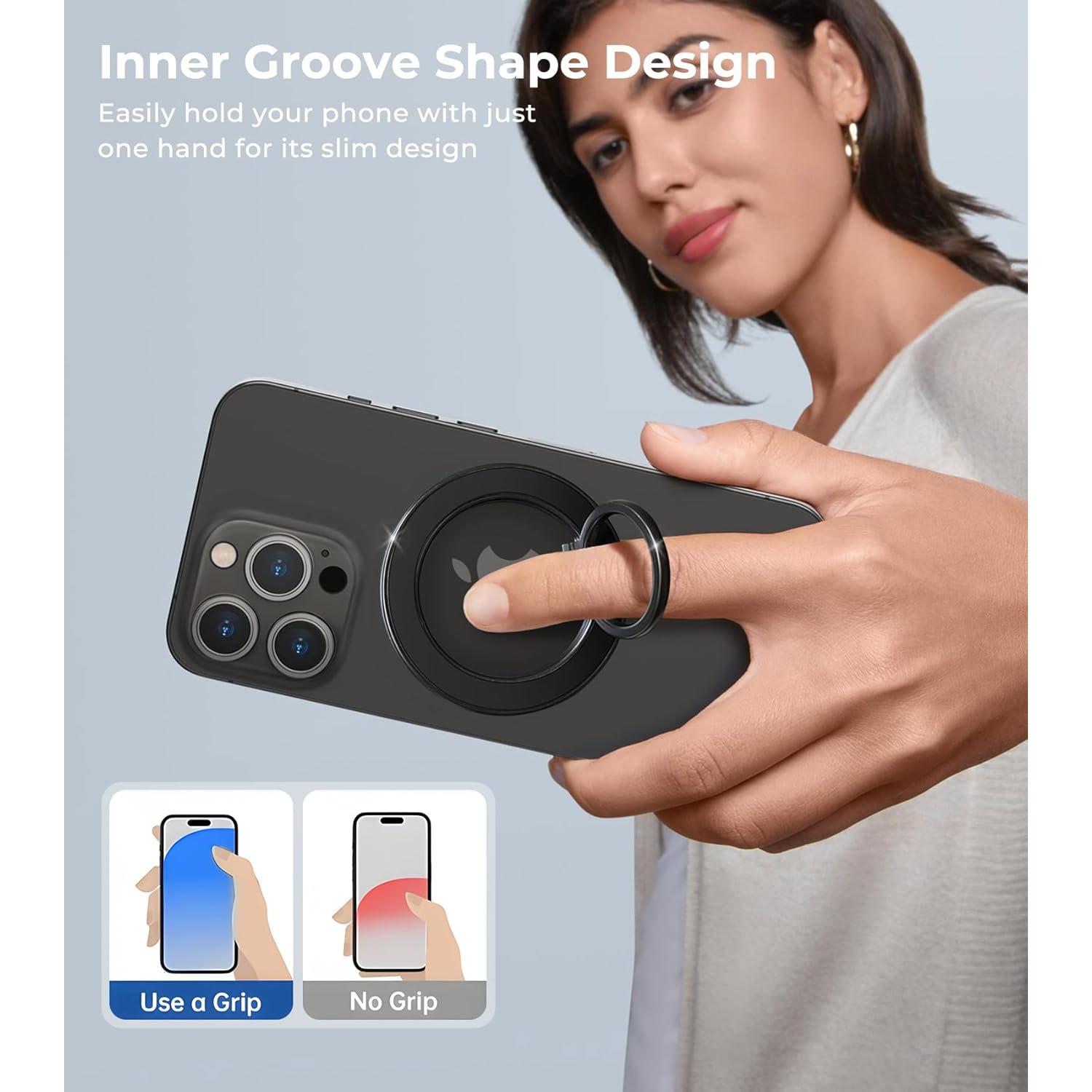 Soporte de Anillo Magnético AREDAN para iPhone MagSafe Negro