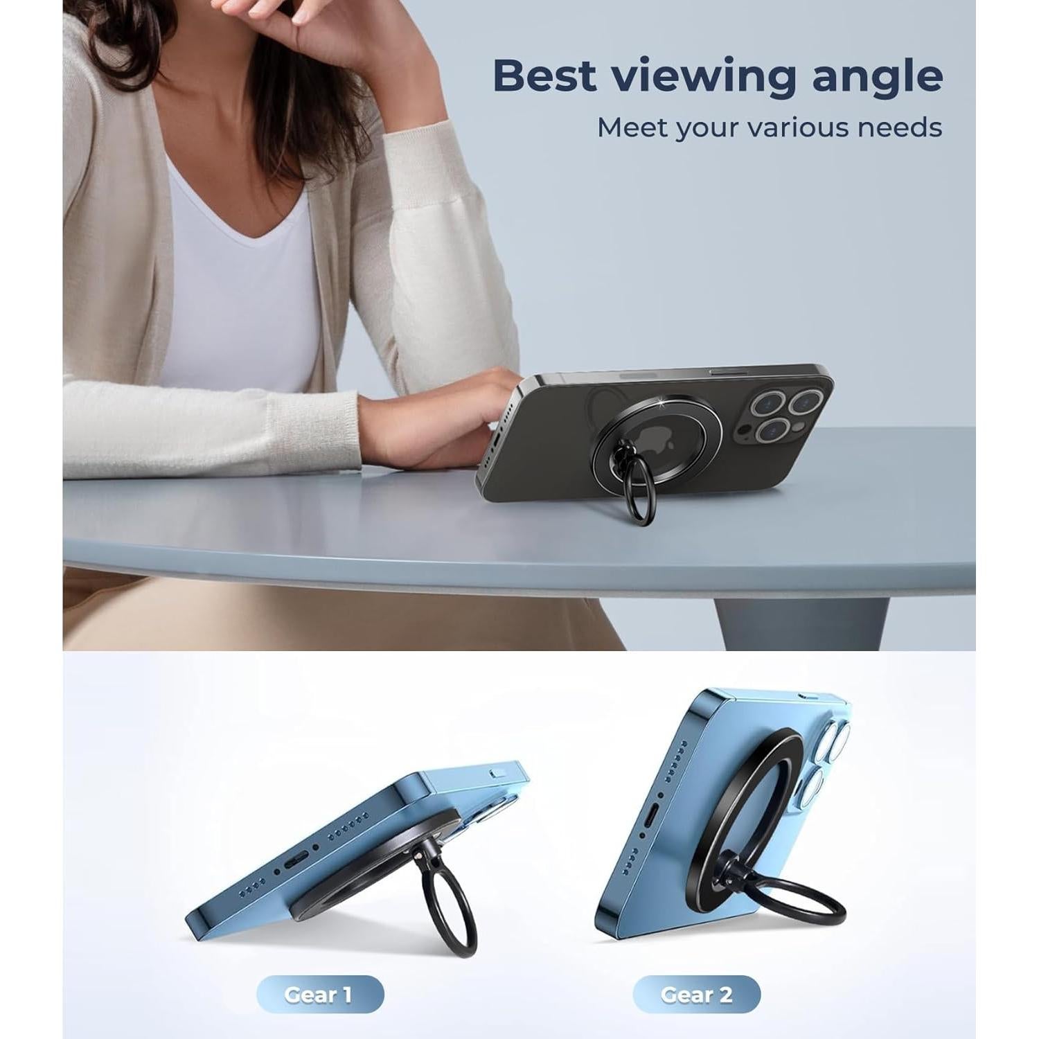 Soporte de Anillo Magnético AREDAN para iPhone MagSafe Negro