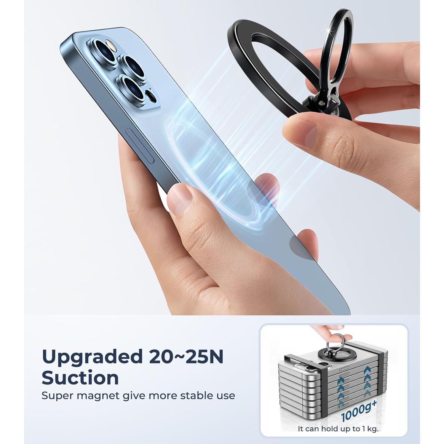 Soporte de Anillo Magnético AREDAN para iPhone MagSafe Negro