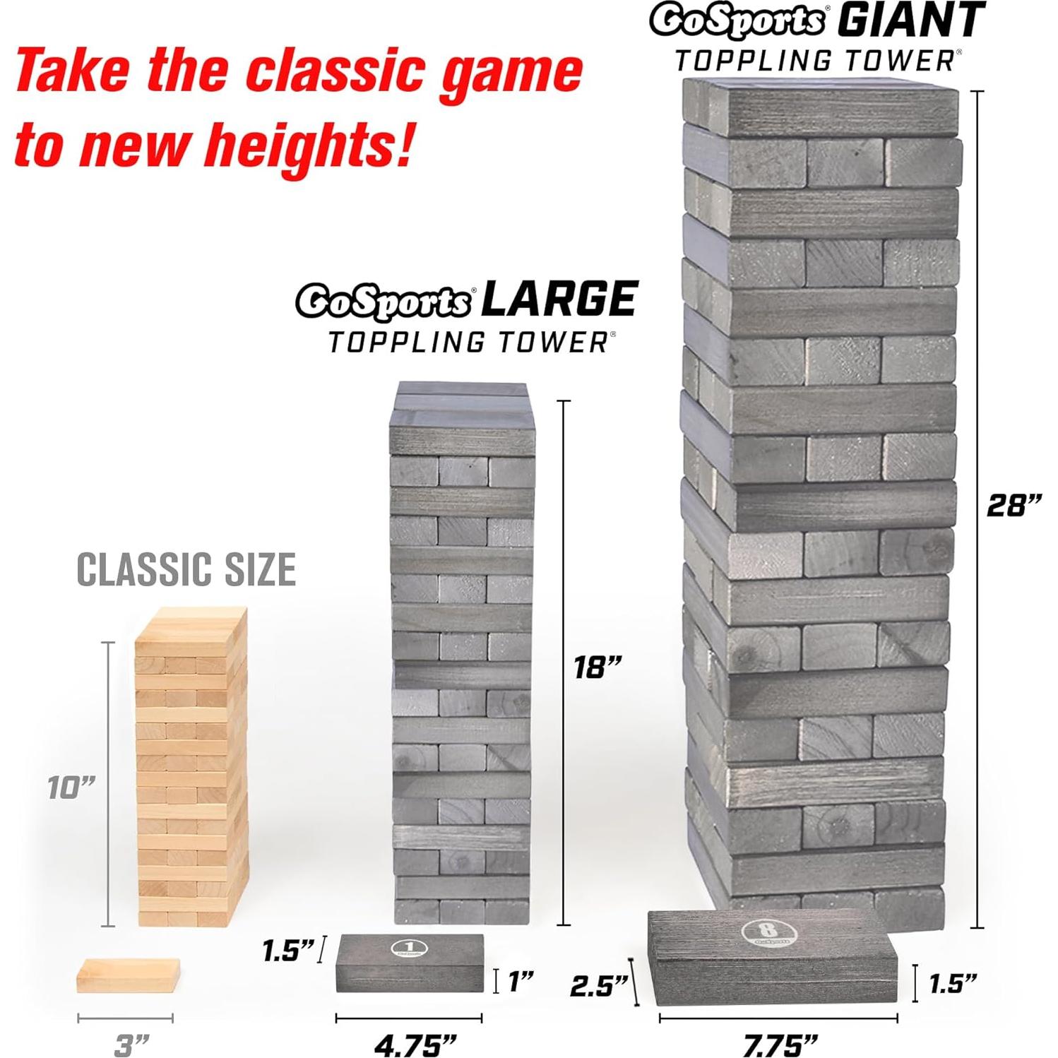 Juego de Apilamiento de Madera GoSports Torre Gigante 54 Bloques