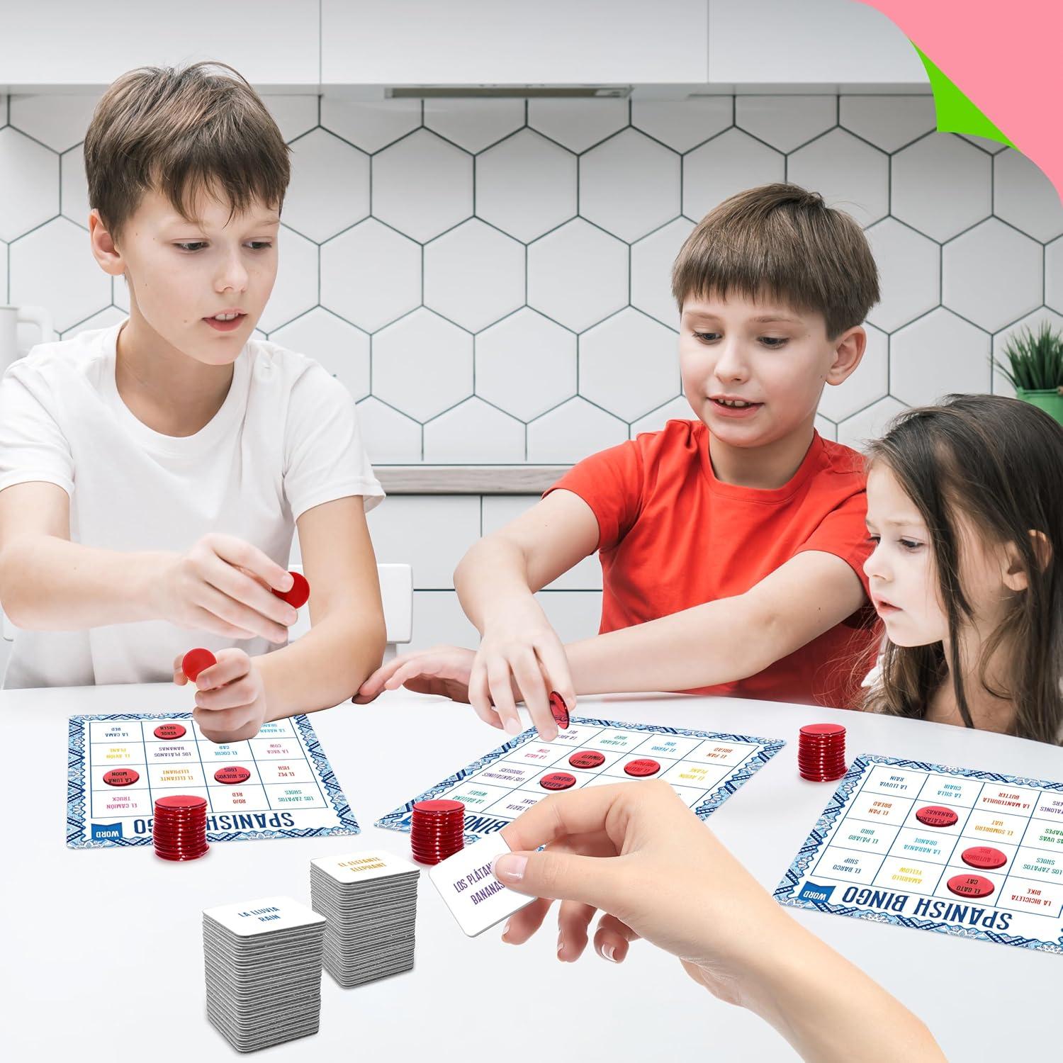 Juego de Bingo Bilingüe SpriteGru - 12 Tableros para 12 Jugadores