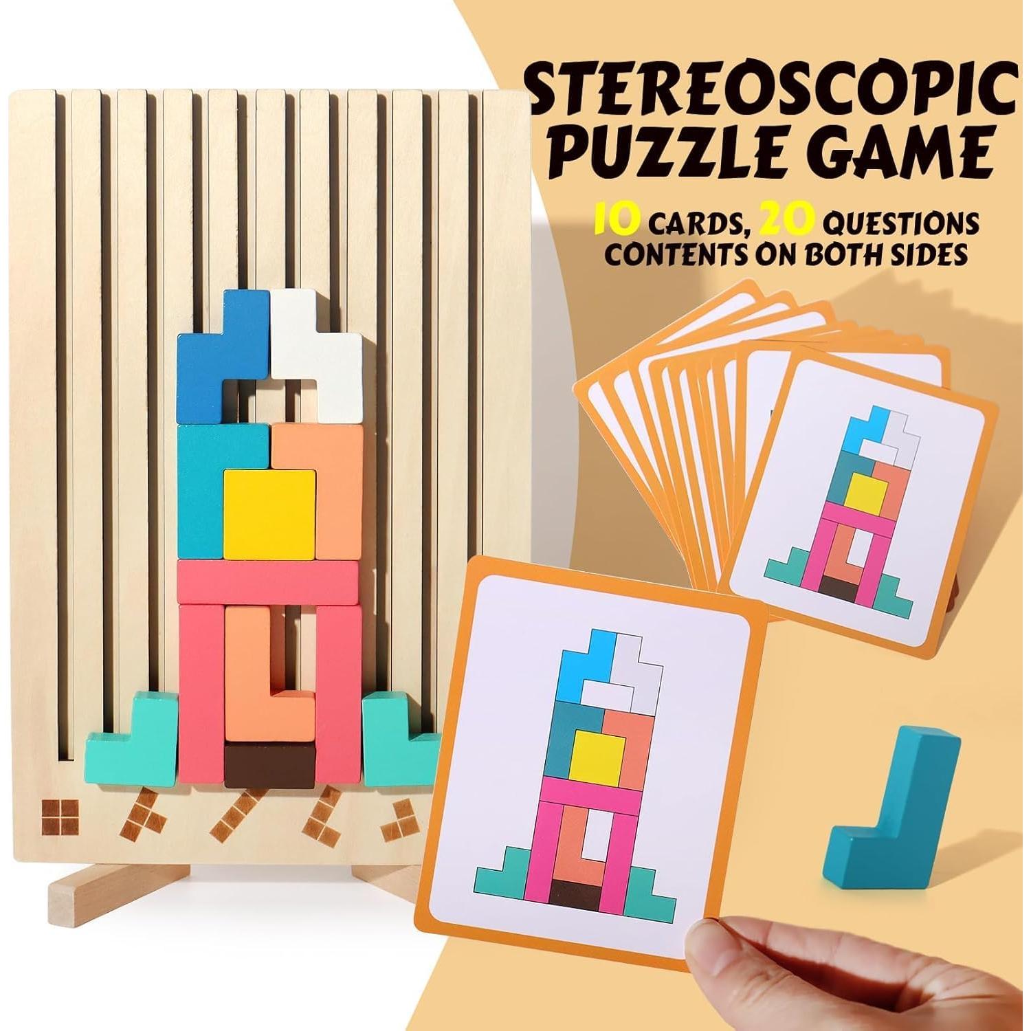 Rompecabezas de Bloques Rusos de Madera WISBOOK 42 Piezas 3D