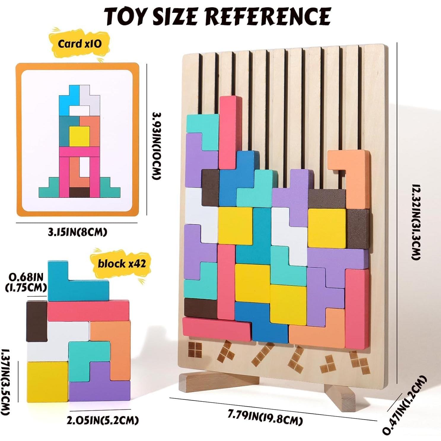 Rompecabezas de Bloques Rusos de Madera WISBOOK 42 Piezas 3D