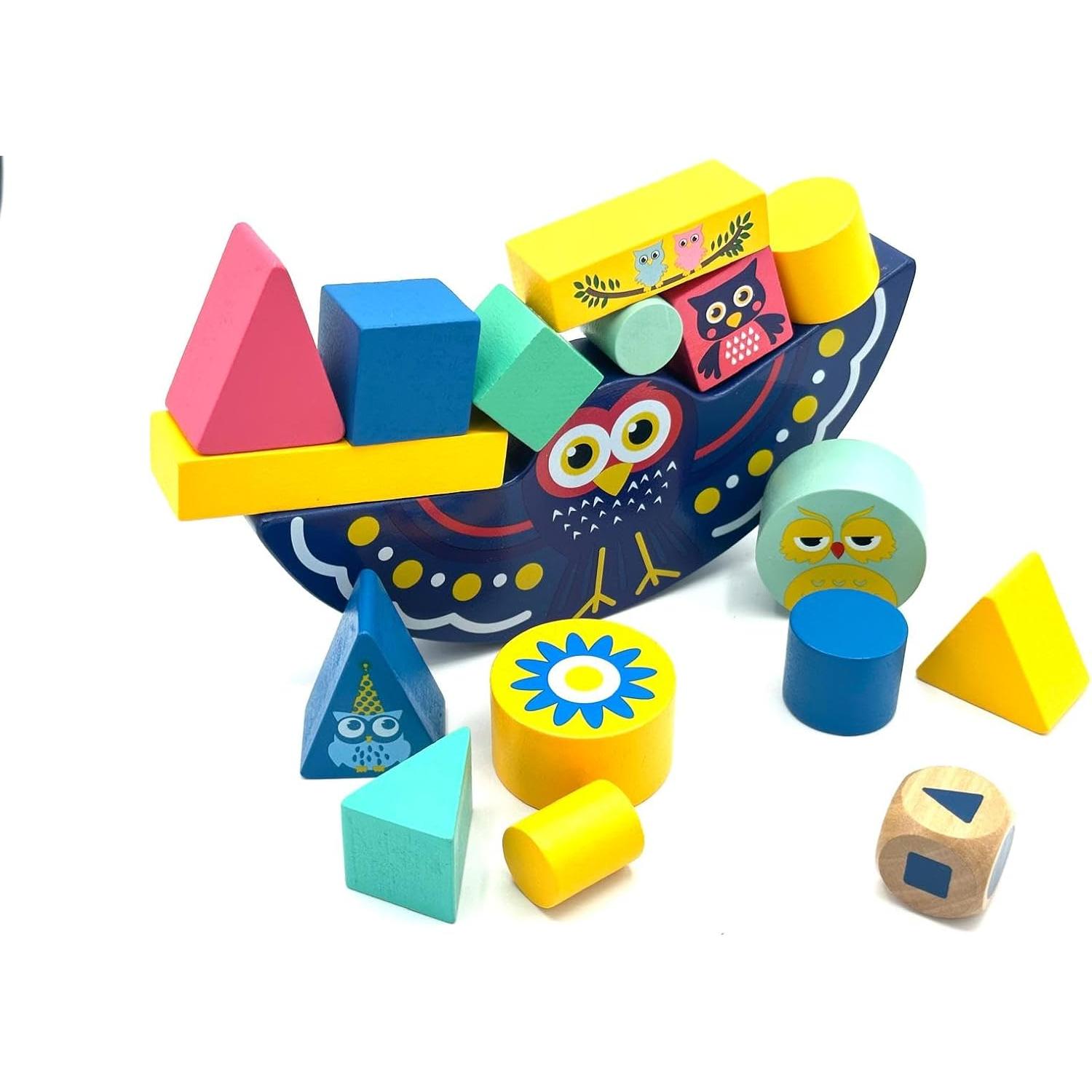 Juguete de Apilamiento de Madera Montessori - Bloques Coloridos