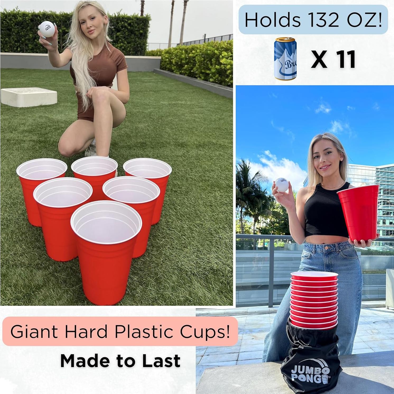 Juego de Yard Pong Gigante Jumbo Pong - 12 Cubos 23cm Rojo