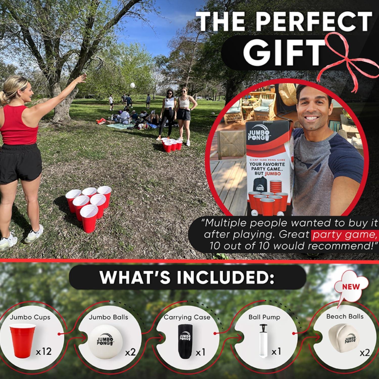 Juego de Yard Pong Gigante Jumbo Pong - 12 Cubos 23cm Rojo