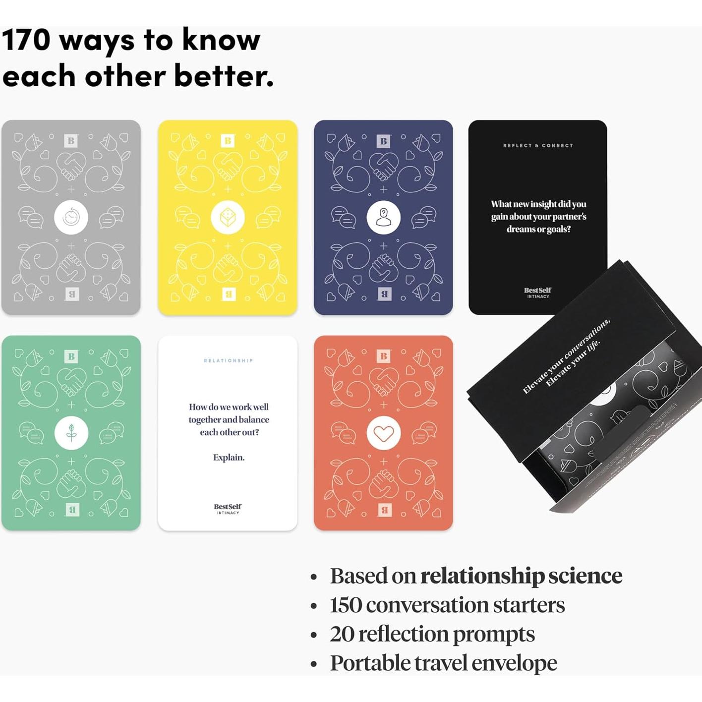 Juego de Cartas de Intimidad BestSelf - 170 Preguntas para Parejas