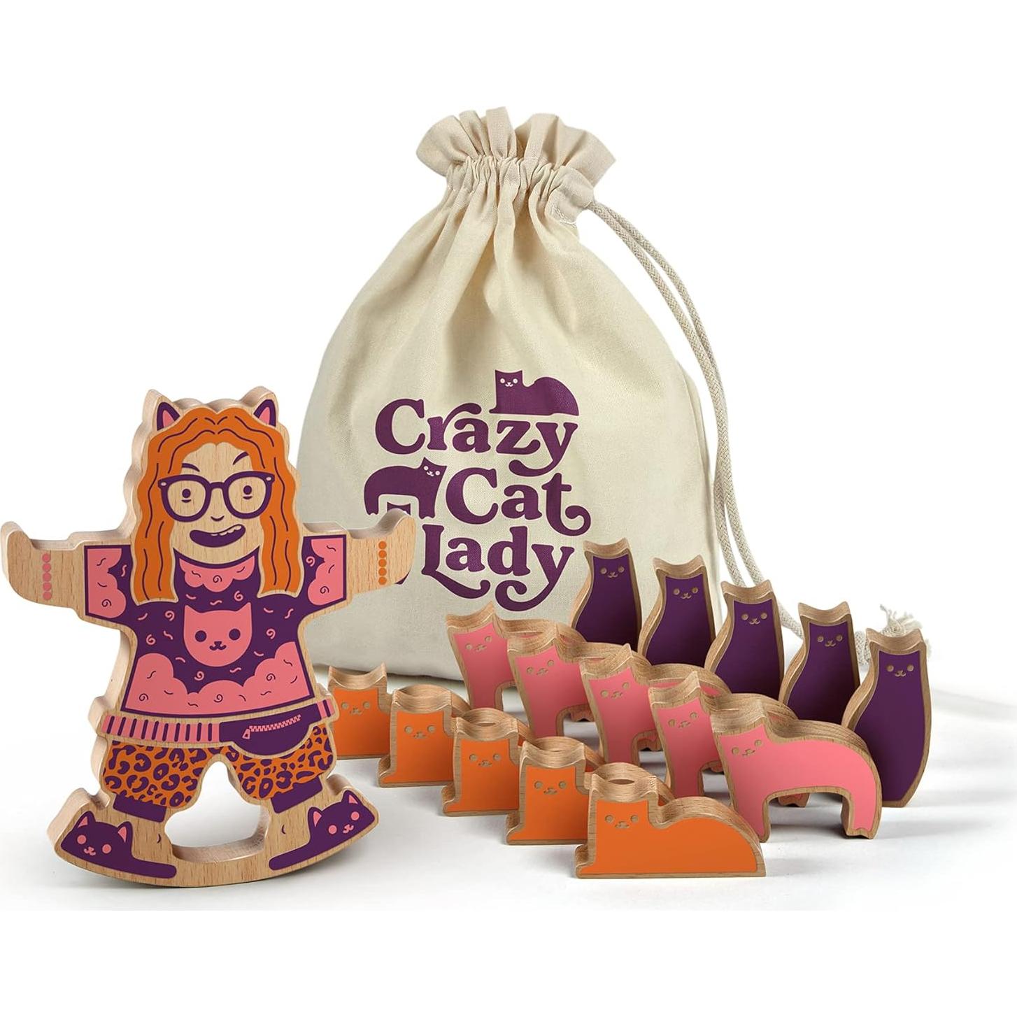 Juego de Equilibrio de Madera Loca de los Gatos Fred - 15 Gatos