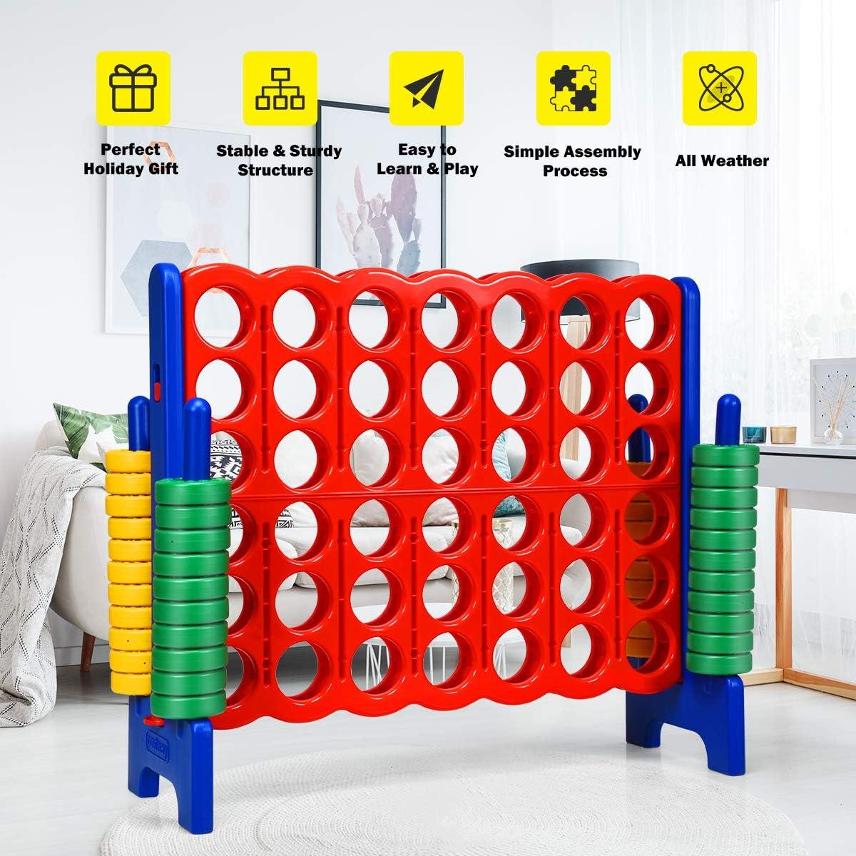 Juego Gigante 4 en Línea COSTWAY Azul 1.07 m para Niños y Adultos