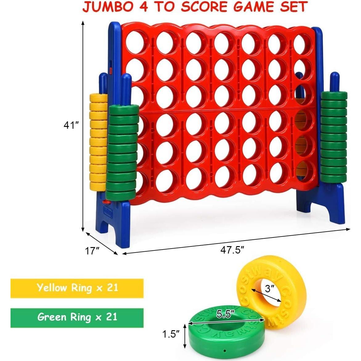 Juego Gigante 4 en Línea COSTWAY Azul 1.07 m para Niños y Adultos