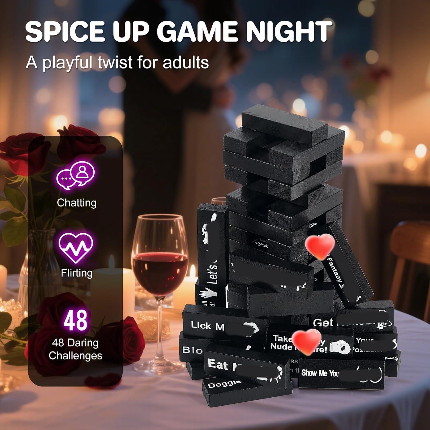 Juego de Torre de Caída para Adultos iuuoi - 48 Bloques de Madera