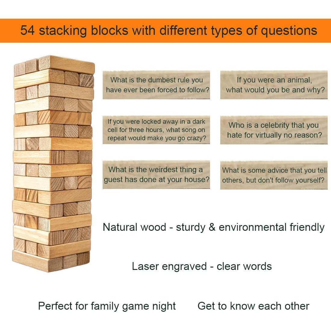 Juego de Preguntas Rompehielos LONEA - 54 Bloques Apilables
