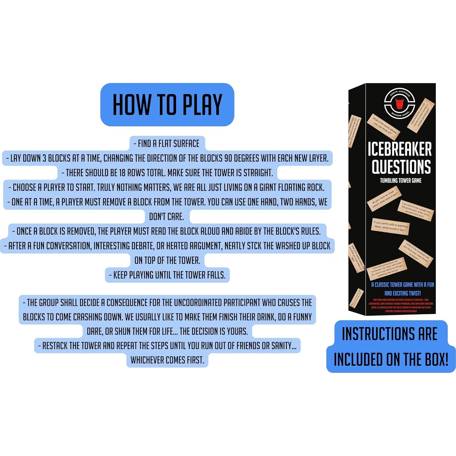 Juego de Torre Rompehielos - 54 Preguntas Divertidas - Familiar